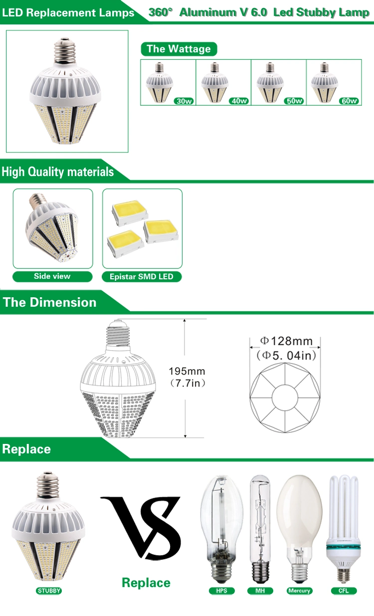 30W LED Corn Bulb with 120lm/W for Canopy Retrofit Kit